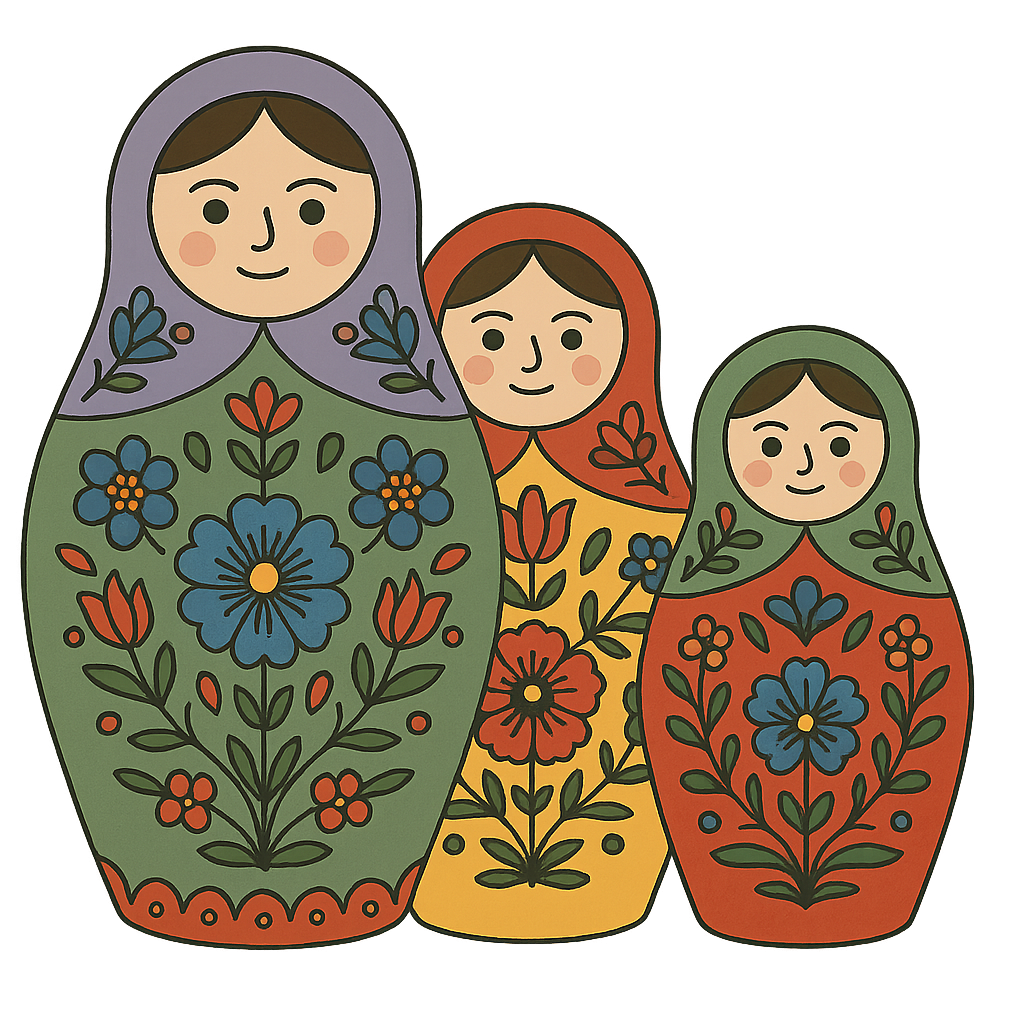 Illustration of nesting decorators like Matryoshka dolls wrapping a core component