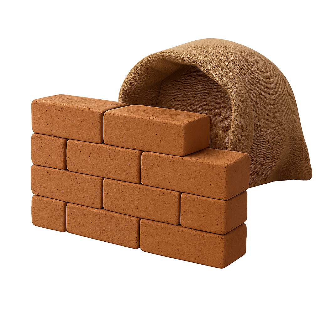 A neatly arranged brick wall representing low entropy and well-structured software design