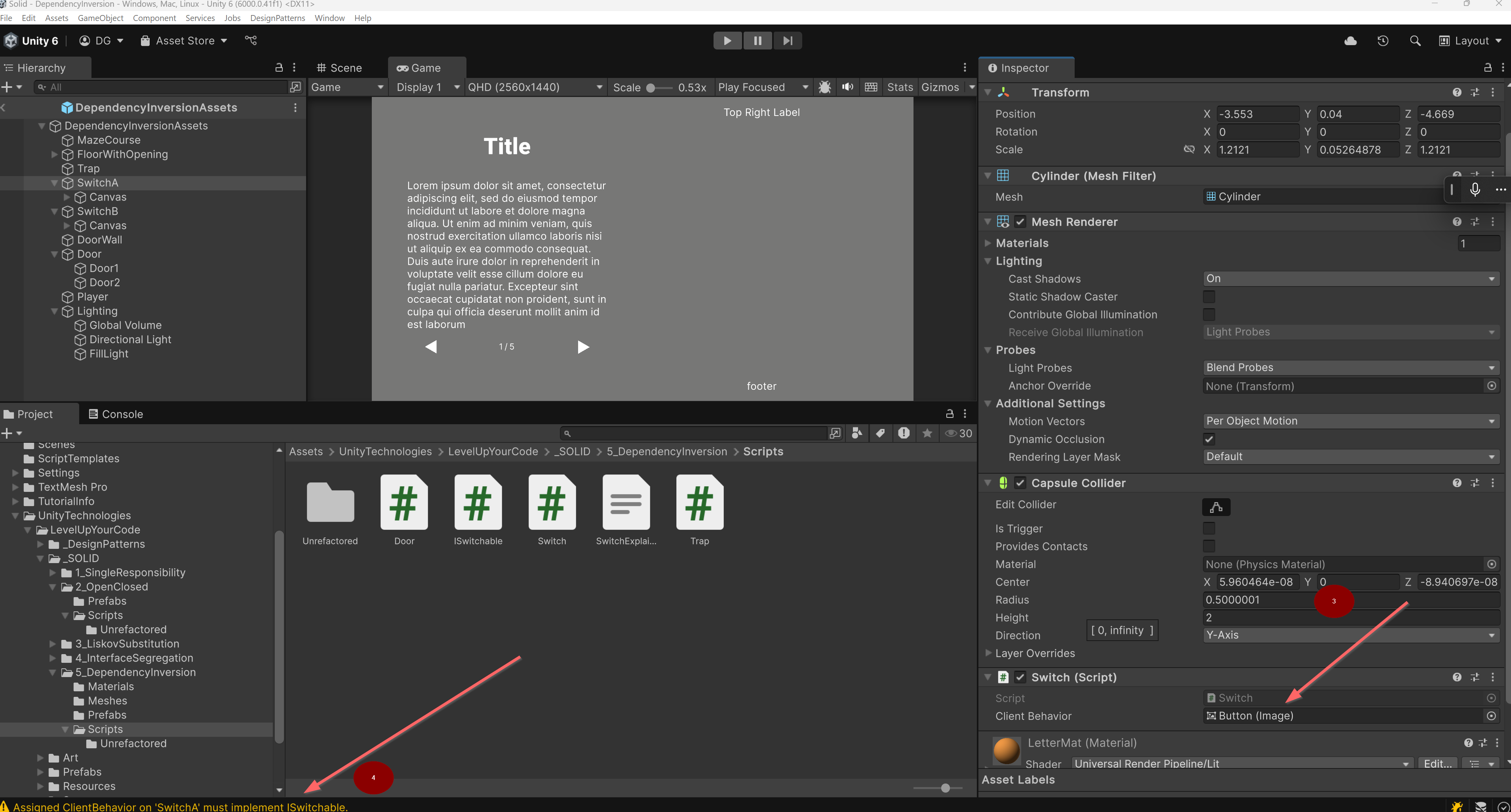 Button does not Implement ISwitchable