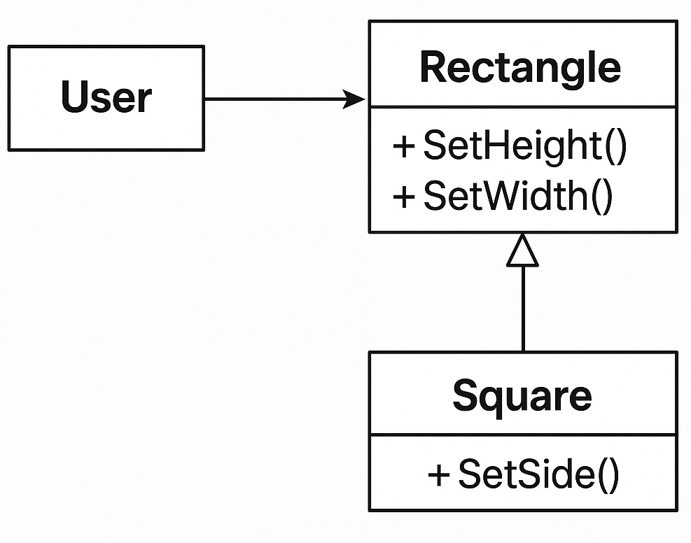Square&ndash;Rectangle LSP problem: independent width/height in Rectangle vs constrained equal sides in Square
